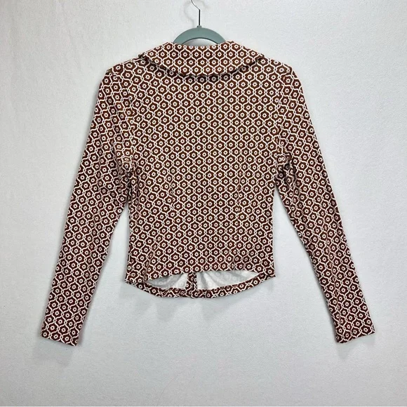 Anthropologie Maeve Ruched Shirt Size Medium Retro Graphic Print Y2K Inspired - Picture 9 of 9